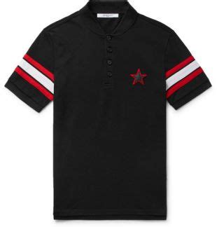 givenchy cuban-fit leather-trimmed cotton-piqué polo shirt|Givenchy Cuban.